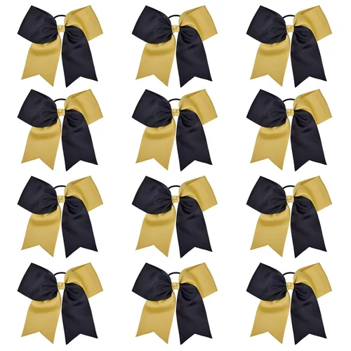 Miniatura 23 de DEEKA 12 lazos grandes de 8 pulgadas, dos tonos, para cola de caballo, hecho a mano para adolescentes y niñas, animadoras de sóftbol, deportes
