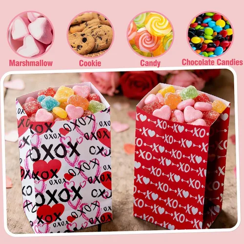 Miniatura 4 de Bolsas de San Valentín Haobell - 24 piezas de bolsas de regalo de San Valentín con pegatinas para fiestas en el aula, niños, compañeros de trabajo