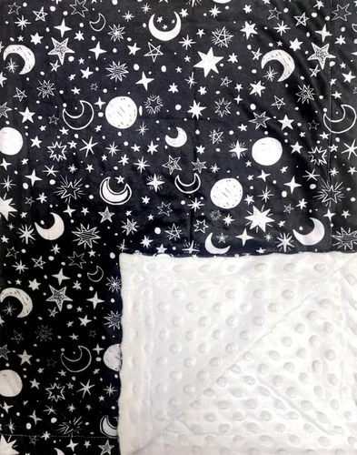 Manta de bebé para niñas y niños, luna negra, estrella, minky, súper suave, manta de recepción de doble capa con respaldo punteado para recién