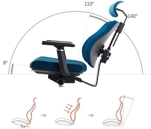 Miniatura 3 de Silla de computadora creativa Silla ergonómica de columna vertebral Silla de oficina de malla con cintura simple (azul)