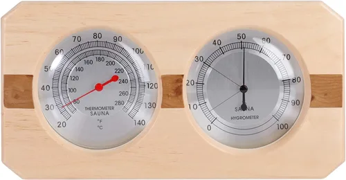Higrotermógrafo de madera para sauna 2 en 1 termómetro higrómetro pantalla de doble dial temperatura humedad medidor herramienta Sauna habitación
