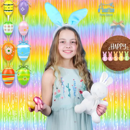 Miniatura 8 de GREATRIL - Cortina de flecos de papel aluminio en tonos pastel degradados, para decoraciones de fiestas infantiles, aulas, o temáticas de unicornio