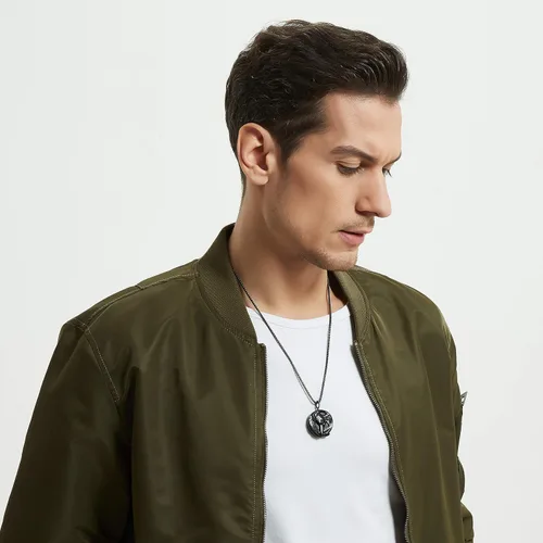 Miniatura 2 de COAI Collar con colgante de piedra de obsidiana Raven para hombres y mujeres