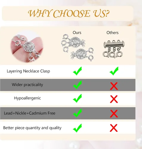 Miniatura 4 de Separador de collar para capas de oro blanco sin enredos, joyería de seguridad, collar de capas, separador de cierres para múltiples collares