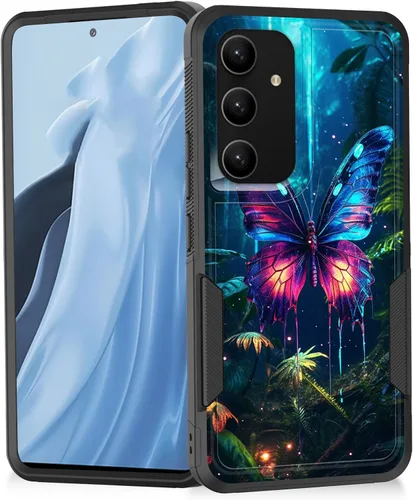 Miniatura 79 de Funda para Galaxy A14 5G, resistente de doble capa híbrida de policarbonato duro, goma suave, a prueba de golpes, funda protectora resistente
