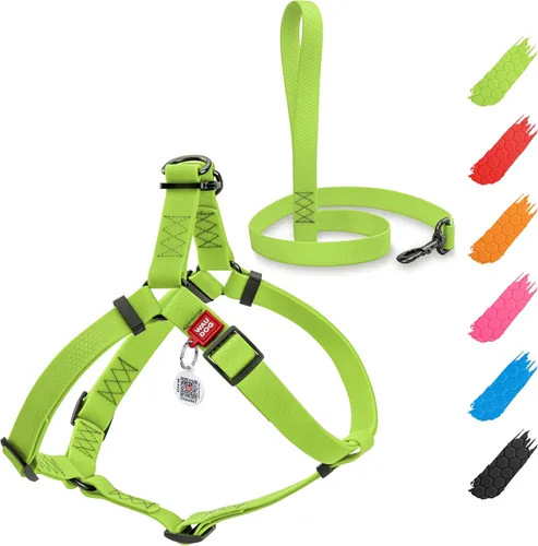 Miniatura 14 de WAUDOG Arnés ajustable impermeable para perro, resistente con cierre de metal duradero y placa de identificación QR, para niño y niña
