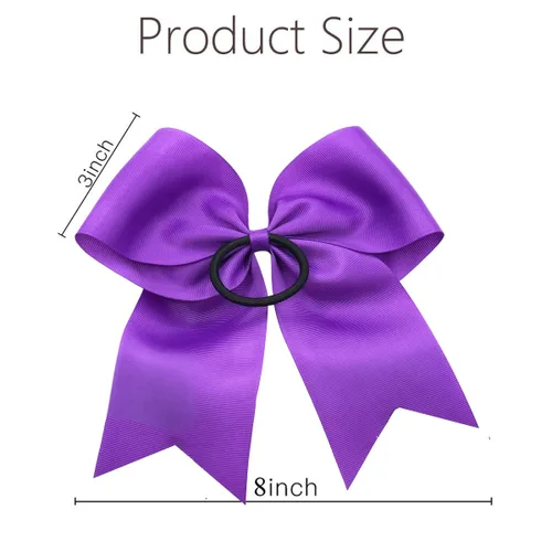 Miniatura 4 de 20 piezas lazos para porristas grandes de 8" para niñas, hechos a mano, cinta grosgrain, accesorios para el cabello para adolescentes, niñas, Púrpura