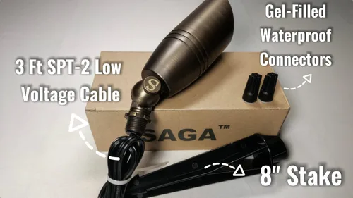 Miniatura 4 de Focos de paisaje de bajo voltaje de 12 V para exteriores, luces de subida direccional de latón macizo, estaca de suelo, accesorio de iluminación
