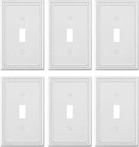 Miniatura 144 de Paquete de 4 placas de cubierta para interruptor de luz de palanca individual, cubiertas decorativas de perlas, placa de pared de metal almendra