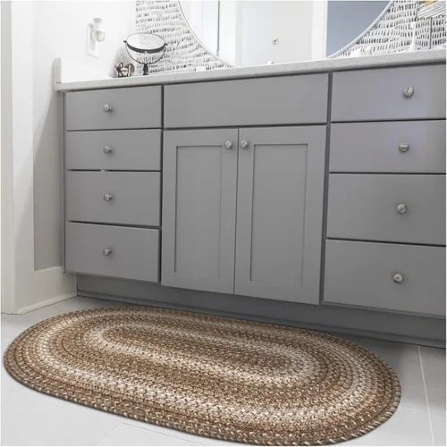 Miniatura 90 de Alfombra ovalada trenzada gris humo de 20 x 30 pulgadas, lavable para interiores y exteriores, decoración campestre para cocinas y entradas