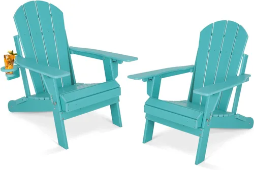 Miniatura 9 de Lepdep Silla plegable Adirondack moderna ajustable de plástico para exteriores, resistente a la intemperie, 3 posiciones con soporte para tazas