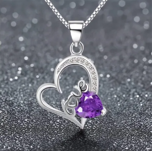 Miniatura 7 de NUIE - Collar con colgante de plata de ley 925 con forma de corazón y cristal rosa para el día de San Valentín cumpleaños regalo
