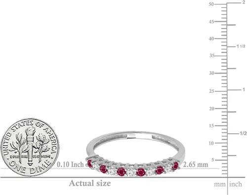 Miniatura 5 de Dazzlingrock Collection Banda alternativa de piedras preciosas y diamantes redondos para mujer en oro