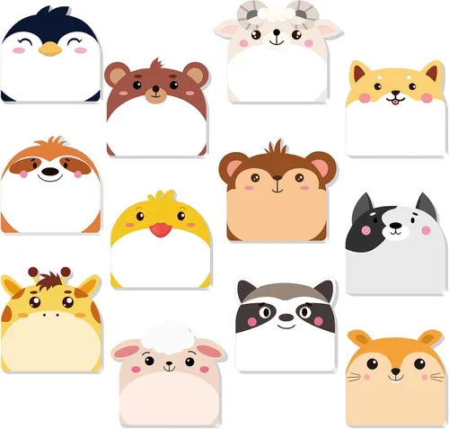 Miniatura 22 de Yinder 24 blocs de notas adhesivas divertidas Kawaii de animales, notas adhesivas de dibujos animados a granel, regalo autoadhesivo para San