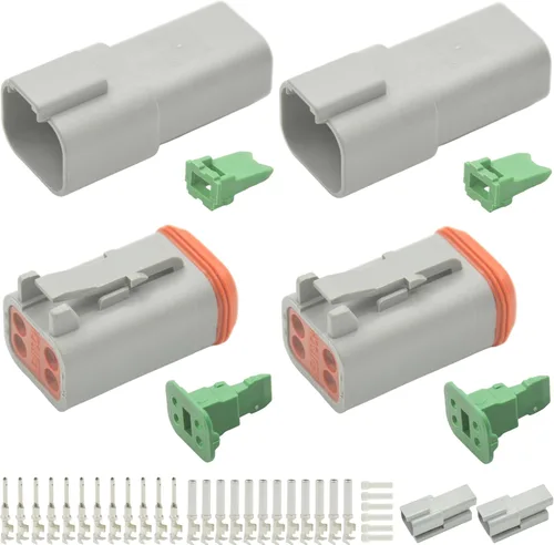 Miniatura 11 de Deutsch - Kit de conectores de 215 piezas, 12 juegos de 2, 3, 4, 6, 8, 12 pines con tamaño 16 contactos estampados, 14-20AWG Serie DT sellados