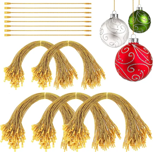 Nuanchu 500 ganchos de adornos de Navidad, cuerdas de bloqueo, sujetadores de poliéster, cuerdas para colgar etiquetas de precio para decoración de