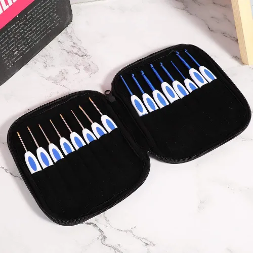 Miniatura 5 de Zerodis Kit de ganchos de ganchillo con estuche, herramienta de tejer de bricolaje, gancho de ganchillo, juego de agujas de tejer de aluminio, juego