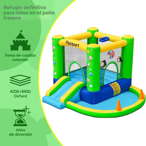 Miniatura 5 de FBSPORT Castillo inflable para niños, tobogán de castillo de rebote para interiores y exteriores, castillo inflable para niños pequeños, casa