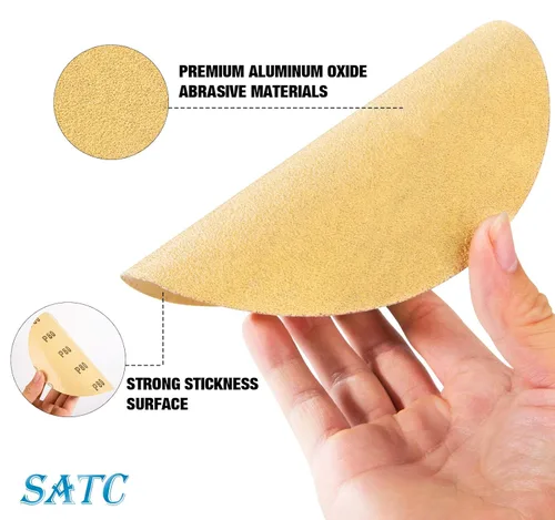 Miniatura 3 de S SATC 100 discos de lija PSA de 6 pulgadas, papel de lija con parte trasera adhesiva de grano 80 para taladro, papel de lija automotriz redondo