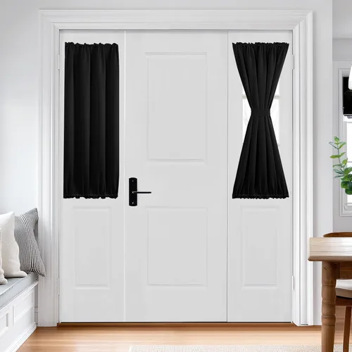 Miniatura 88 de Cortina térmica para puerta con bolsillo para barra, opacas, tratamiento de ventanas con ojales y ojales Deconovo 1 panel