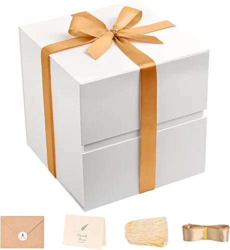 Miniatura 75 de LIFELUM Square Gift Box with Magnetic Lid, Card, Sticker, Ribbon, Shredded Paper Filler for Business, Wedding, Birthdays