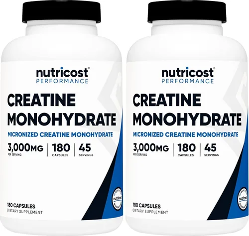 Miniatura 6 de Nutricost Monohidrato de creatina 3000 mg (750 mg por cápsula), 500 cápsulas (3 botellas)