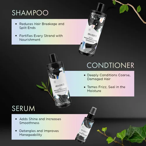Miniatura 8 de MOEHAIR Hi-Vibes - Champú, acondicionador y suero vegano Juego de champú y acondicionador de aceite de argán con suero antiencrespamiento