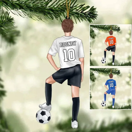 Miniatura 14 de Adorno de fútbol personalizado, adorno de Navidad de jugador de fútbol personalizado con nombre y número, regalo deportivo único para hombres