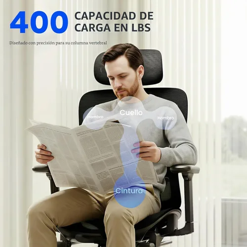 Miniatura 8 de FLEXISPOT ErgoX Premium - Silla de oficina ergonómica premium con reposapiés - Reposabrazos 3D ajustables, soporte lumbar dinámico, función de Gris