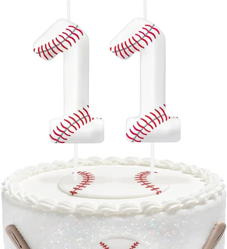 Miniatura 74 de Velas de cumpleaños con el número 0 de béisbol, decoración de pastel con temática de béisbol para niños y niñas, decoraciones de pasteles