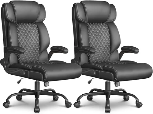 Miniatura 9 de Silla de oficina ejecutiva con respaldo alto transpirable, silla de oficina grande y alta, reposabrazos abatibles, soporte lumbar, silla giratoria