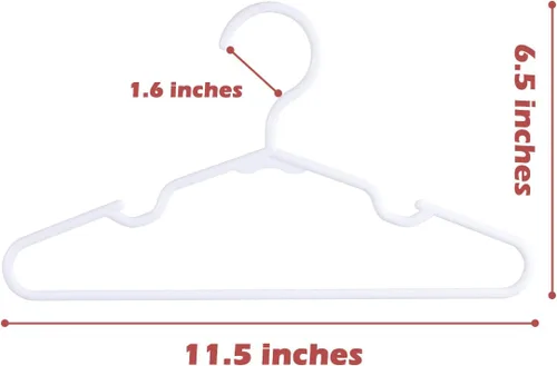 Miniatura 4 de Perchas para ropa de bebé, paquete de 120 perchas de plástico blanco para niños, 11.5 pulgadas, ahorro de espacio, antideslizantes, para bebés