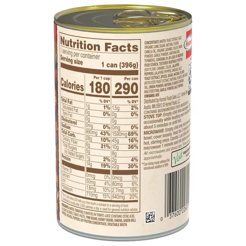 Miniatura 5 de HORMEL Chili Chile a base de plantas con frijoles (paquete de 12), 14 onzas, 0.78 oz de proteína por porción, sin gluten, sin huevos, sin lácteos