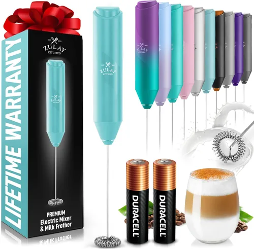Miniatura 73 de Zulay Kitchen Espumador de leche de mano a pilas - Mezclador eléctrico de bebidas para café, lattes, capuchinos, matcha y chocolate caliente