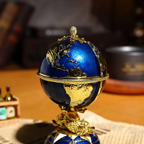 Miniatura 3 de Faberge - Caja de joyería de huevo con diamantes de imitación esmaltados, caja de joyería Faberge con bisagras, caja de anillos para decoración