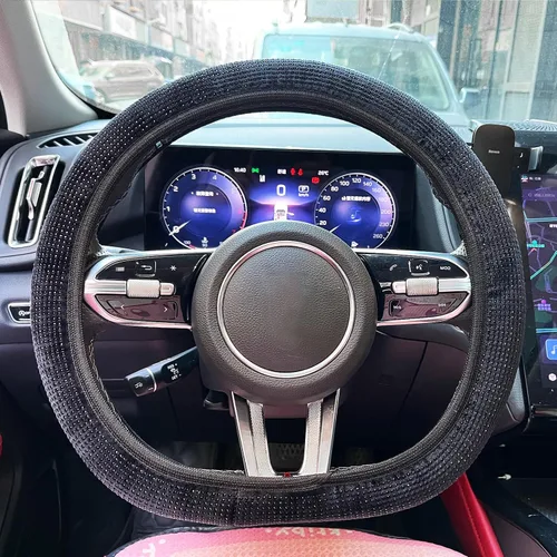 Funda de volante para mujeres estilo bohemio, fundas universales para volante, protector, accesorios de automóvil para coche 15 pulgadas (negro