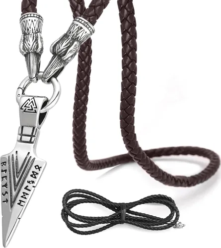 BAVIPOWER Collar con colgante de cabeza de lanza de Gungnir de Odín de acero inoxidable 316L nórdico escandinavo vikingo joyería para hombre
