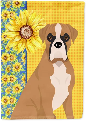 Miniatura 374 de Caroline's Treasures WDK5331CHF - Bandera de verano con diseño de girasoles rojos y blancos, manga grande, para porche, para colgar en la pared