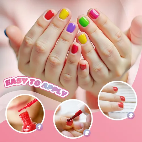 Miniatura 5 de Regalos de Pascua - Juego de esmaltes de uñas para niños, 12 x 0.2 fl oz, no tóxico, despegable, secado rápido, para niñas, belleza sorpresa