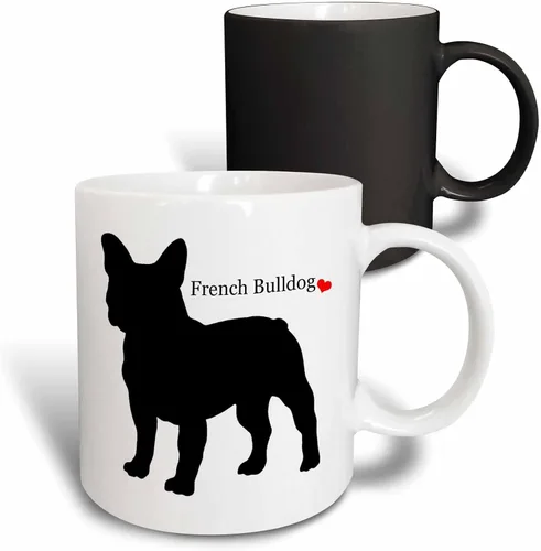 Miniatura 10 de 3dRose French Bulldog - Taza de dos tonos, 11 onzas, color negro