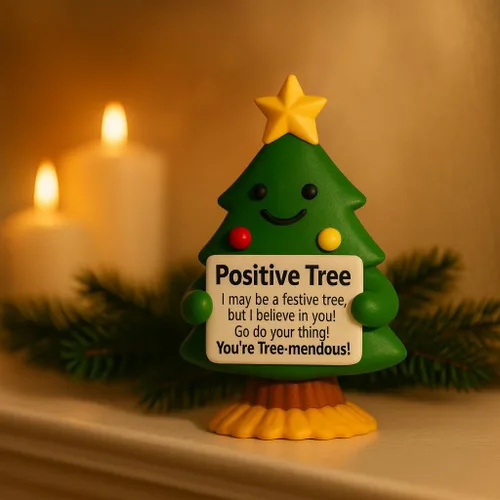 Miniatura 9 de iStatue Mini figura positiva de resina pintada a mano para árbol de Navidad, decoración de escritorio de 5 pulgadas, bonito regalo motivacional