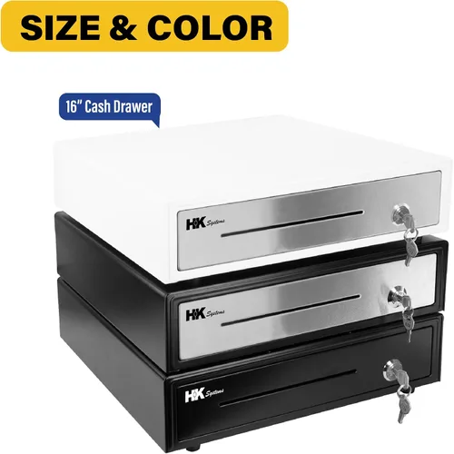 Miniatura 8 de HK SYSTEMS Cajón de efectivo negro resistente frontal de 16 pulgadas "acero inoxidable" con 5Bill/5Coin