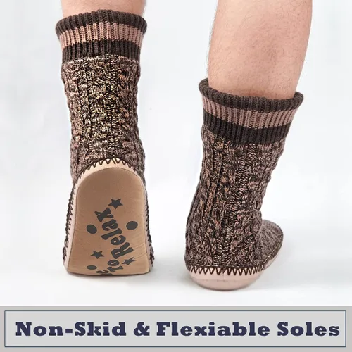 Miniatura 3 de Cozylook Calcetines tipo pantufla para hombre, con forro polar, suela antideslizante, para invierno, suaves, gruesas, acogedoras, cálidas, peludas