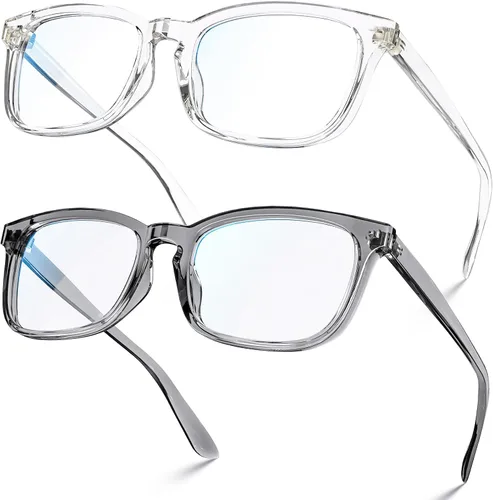 Miniatura 16 de VISOONE - Lentes cuadrados con bloqueo de luz azul y antireflejante para computadora, videojuegos; para mujeres y hombres MONTANA Transparente+azul