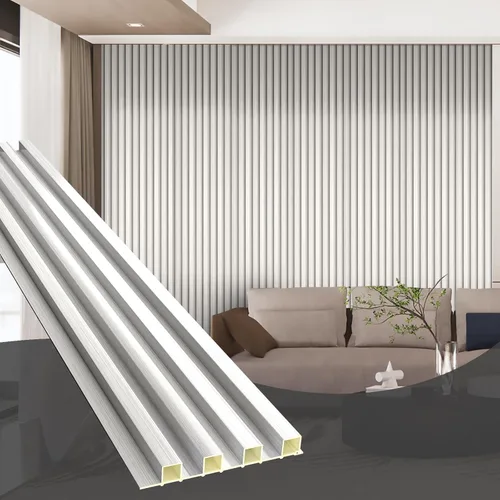 Miniatura 19 de OUZUGIE WPC Paneles de Pared de Rejilla Acústica, Paquete de 8 Paneles de Pared 3D de 114 x 6 Pulgadas para Decoración de Paredes Interiores, Sala