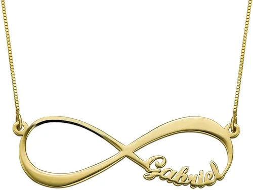 Miniatura 2 de MYKA - Collar con dije de infinito personalizado con nombre para parejas, joyería de amor eterno con 1 o 2 nombres, plata de ley, chapado en oro