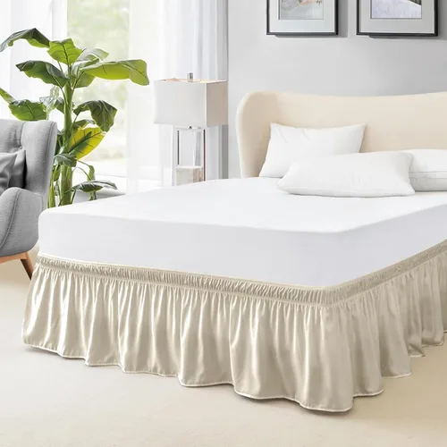 Miniatura 17 de FreshCulture Falda de cama King, con volantes antipolvo para cama de tamaño King, fácil ajuste con caída a medida de 15 pulgadas, falda de cama