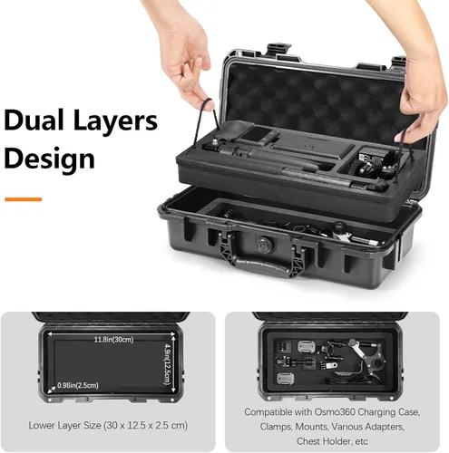 Miniatura 4 de AMAZEAR Osmo 360 - Funda rígida de doble capa IP67, impermeable, a prueba de golpes, para DJI Osmo 360 Adventure Combo Accesorios, portátil