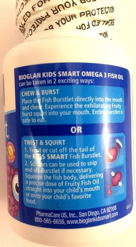 Miniatura 2 de BioGlan Kids Smart Hi DHA Omega-3 Aceite de pescado 30 ea, Burstlets masticables, bayas, paquete de 2