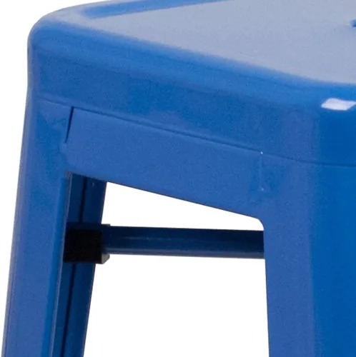 Miniatura 6 de Flash Furniture - Taburete de bar de grado comercial de 30 pulgadas de alto, sin respaldo, de metal azul para interior/exterior con asiento cuadrado